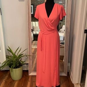 Aritzia- Babaton wrap CORAL dress